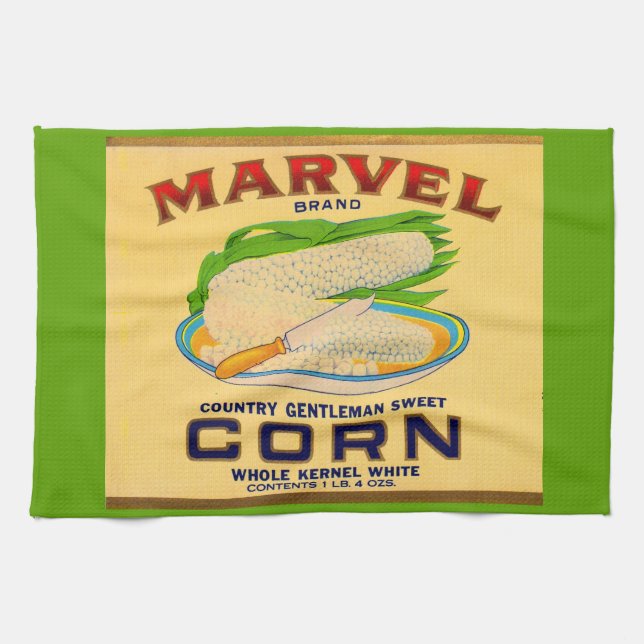 1930s Marvel canned corn label Towel (Horizontal)