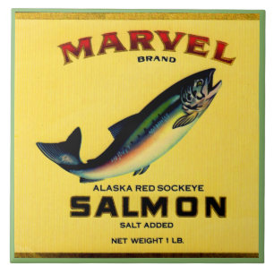 1930s Marvel salmon can label Ceramic Tile
