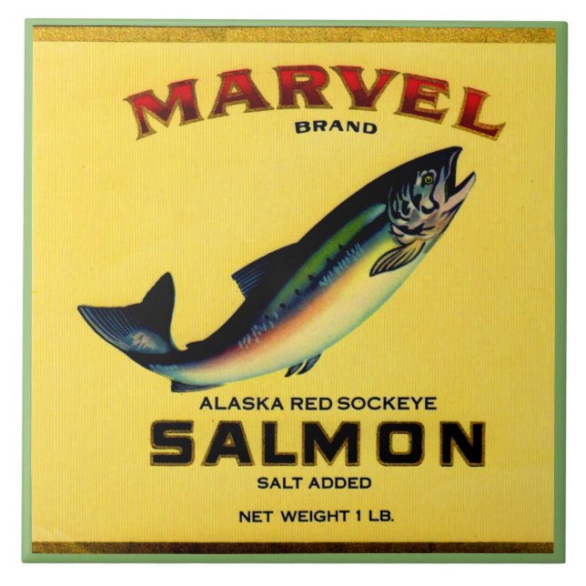 1930s Marvel salmon can label Ceramic Tile (Front)