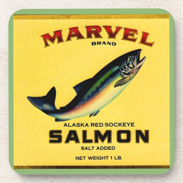 1930s Marvel salmon can label Drink Coaster (Front)