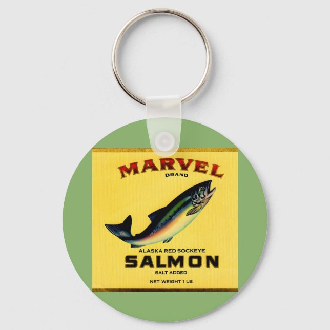1930s Marvel salmon can label Keychain (Front)