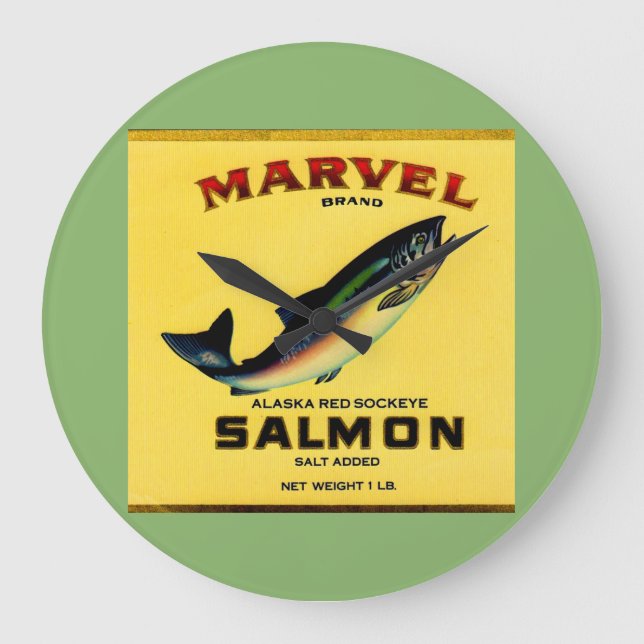 1930s Marvel salmon can label Large Clock (Front)