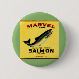 1930s Marvel salmon can label Pinback Button