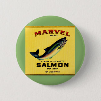 1930s Marvel salmon can label Pinback Button