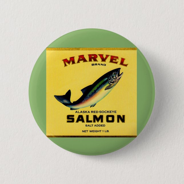 1930s Marvel salmon can label Pinback Button (Front)