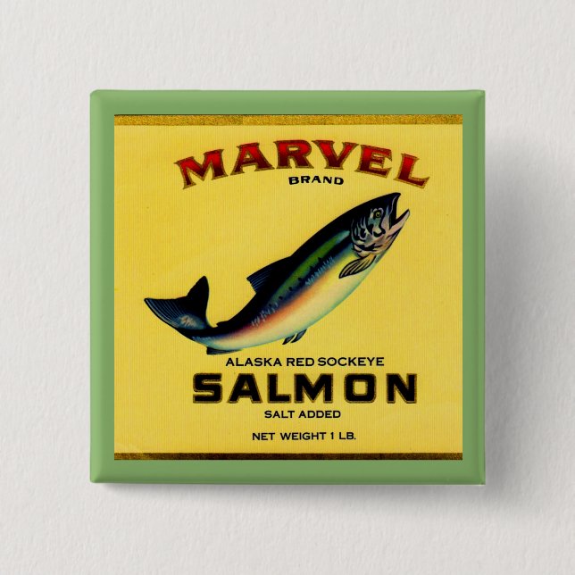1930s Marvel salmon can label Pinback Button (Front)