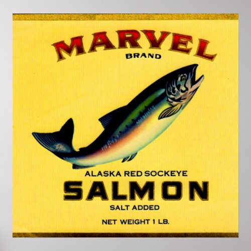 1930s Marvel salmon can label Poster