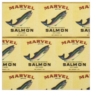 1930s Marvel salmon can label print Fabric