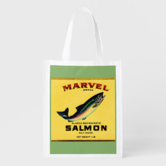 1930s Marvel salmon can label Reusable Grocery Bag