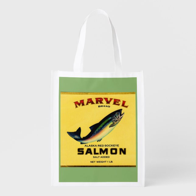 1930s Marvel salmon can label Reusable Grocery Bag (Front)