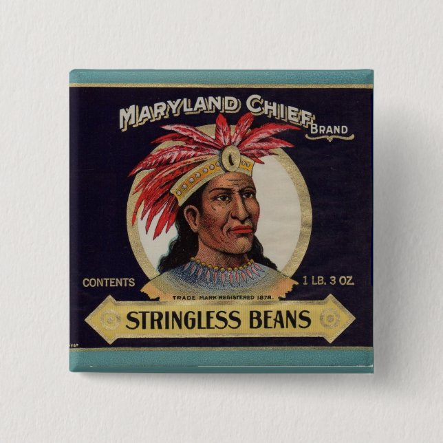 1930s Maryland Chief Stringless Beans label Button (Front)