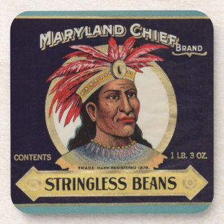 1930s Maryland Chief Stringless Beans label Drink Coaster