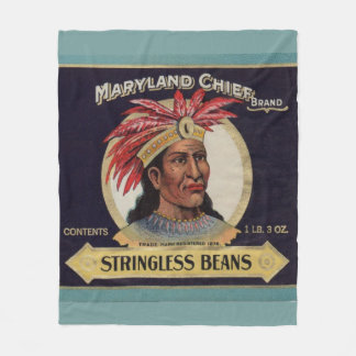 1930s Maryland Chief Stringless Beans label Fleece Blanket