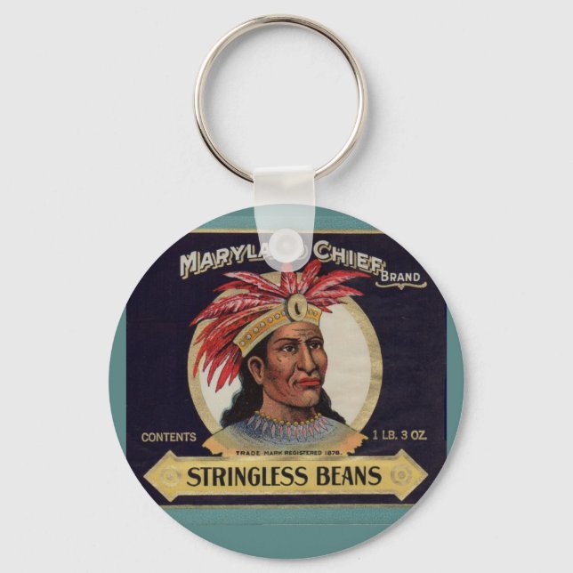 1930s Maryland Chief Stringless Beans label Keychain (Front)