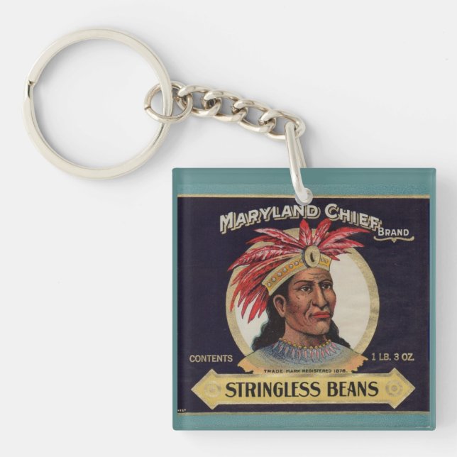 1930s Maryland Chief Stringless Beans label Keychain (Front)