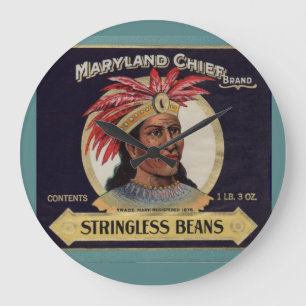 1930s Maryland Chief Stringless Beans label Large Clock