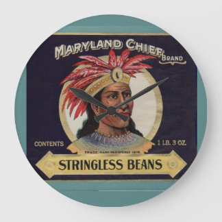 1930s Maryland Chief Stringless Beans label Large Clock