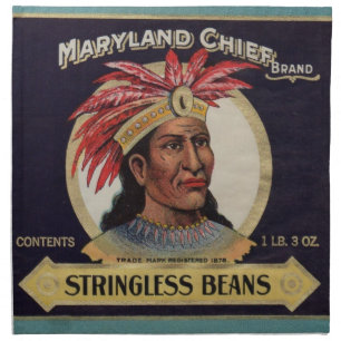 1930s Maryland Chief Stringless Beans label Napkin