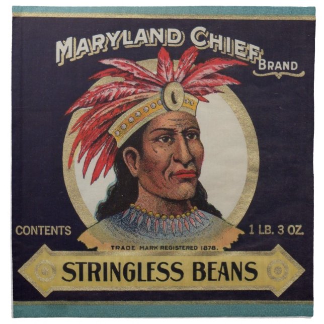 1930s Maryland Chief Stringless Beans label Napkin (Front)