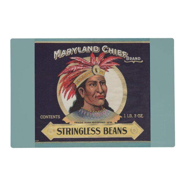 1930s Maryland Chief Stringless Beans label Placemat (Front)