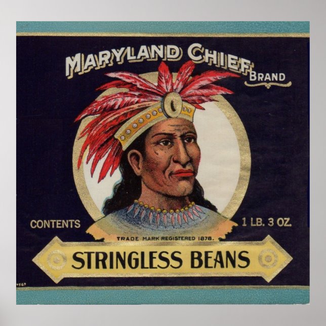 1930s Maryland Chief Stringless Beans label Poster (Front)