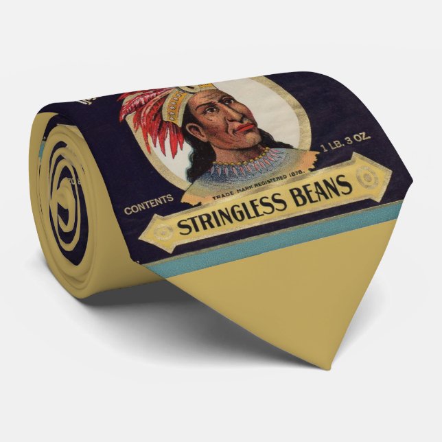 1930s Maryland Chief Stringless Beans label print Neck Tie (Rolled)
