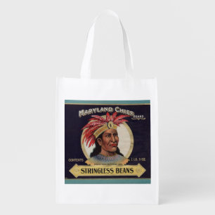 1930s Maryland Chief Stringless Beans label Reusable Grocery Bag
