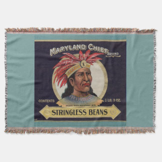 1930s Maryland Chief Stringless Beans label Throw Blanket