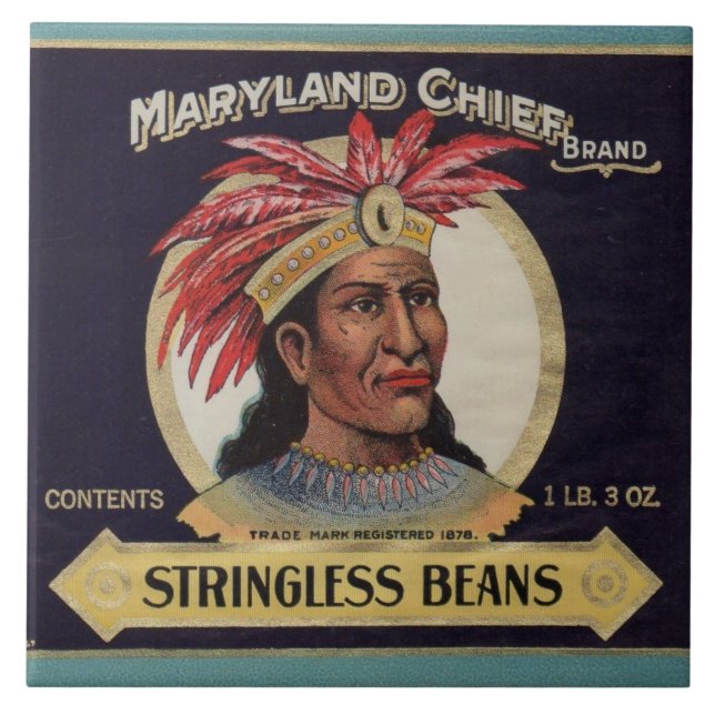 1930s Maryland Chief Stringless Beans label Tile (Front)