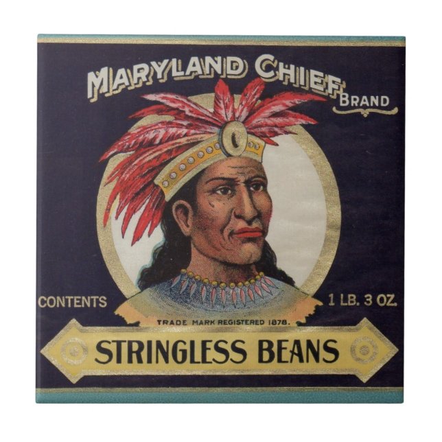 1930s Maryland Chief Stringless Beans label Tile (Front)