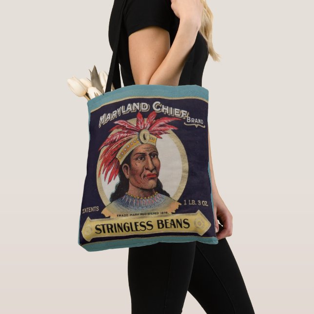 1930s Maryland Chief Stringless Beans label Tote Bag (Close Up)