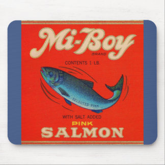 1930s Mi-Boy pink salmon can label Mouse Pad