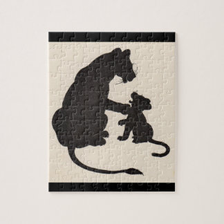 1930s mother lion and cub silhouette jigsaw puzzle
