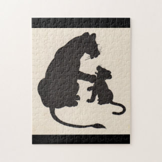 1930s mother lion and cub silhouette jigsaw puzzle