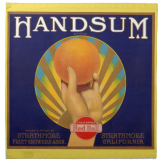 1930s orange crate label Handsum print Cloth Napkin
