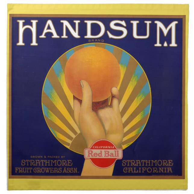 1930s orange crate label Handsum print Cloth Napkin (Front)