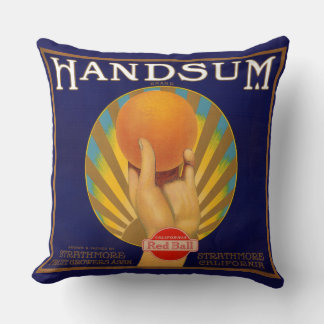 1930s orange crate label Handsum Throw Pillow