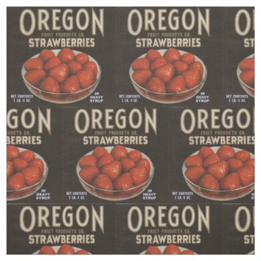 1930s Oregon Strawberries fruit can novelty print Fabric