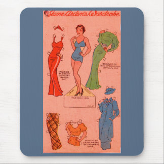 1930s paper doll Jane Arden red dress green dress Mouse Pad
