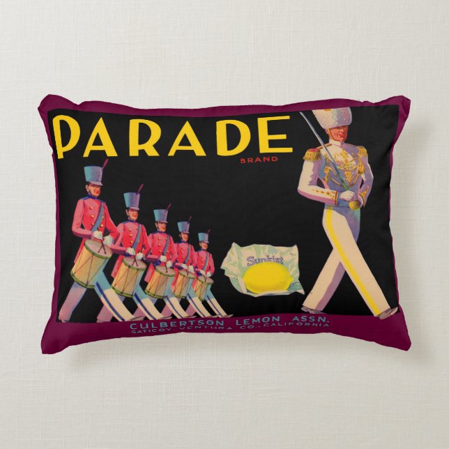 1930s Parade lemon crate label print Accent Pillow (Front)