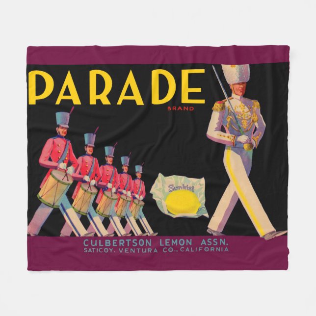 1930s Parade lemon crate label print Fleece Blanket (Front (Horizontal))