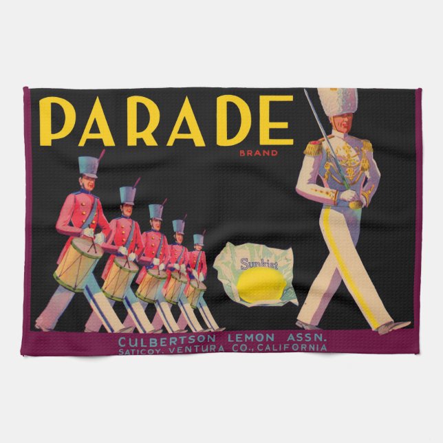 1930s Parade lemon crate label print Kitchen Towel (Horizontal)