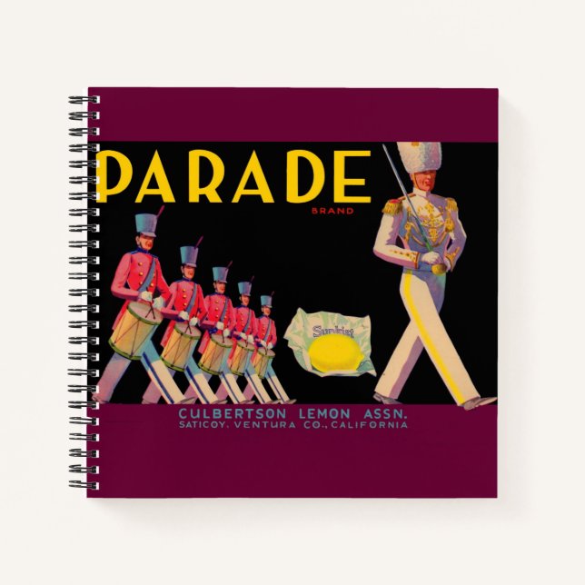 1930s Parade lemon crate label print Notebook (Front)