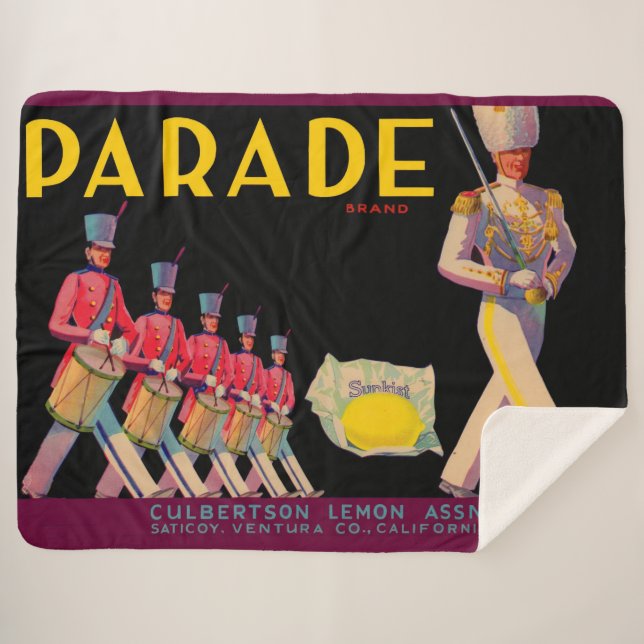 1930s Parade lemon crate label print Sherpa Blanket (Front (Horizontal))