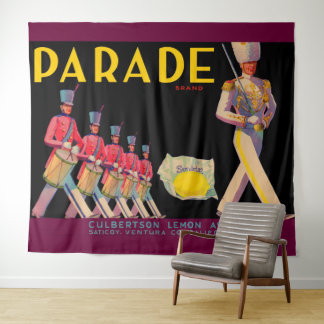 1930s Parade lemon crate label print Tapestry