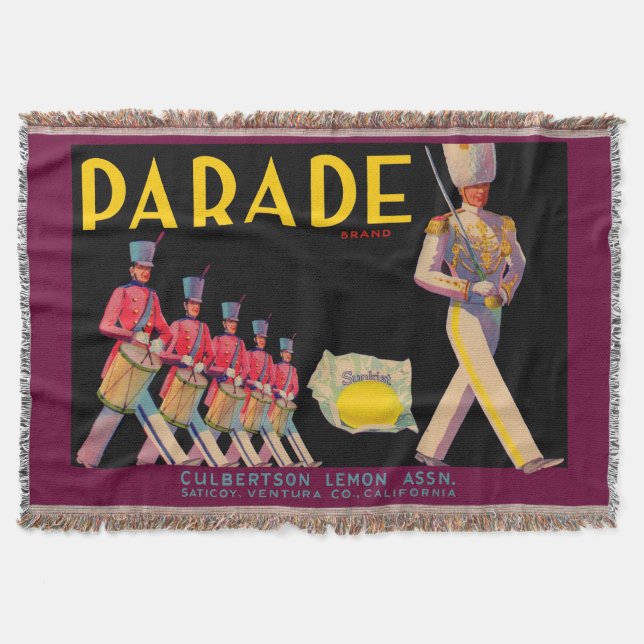 1930s Parade lemon crate label print Throw Blanket (Front)