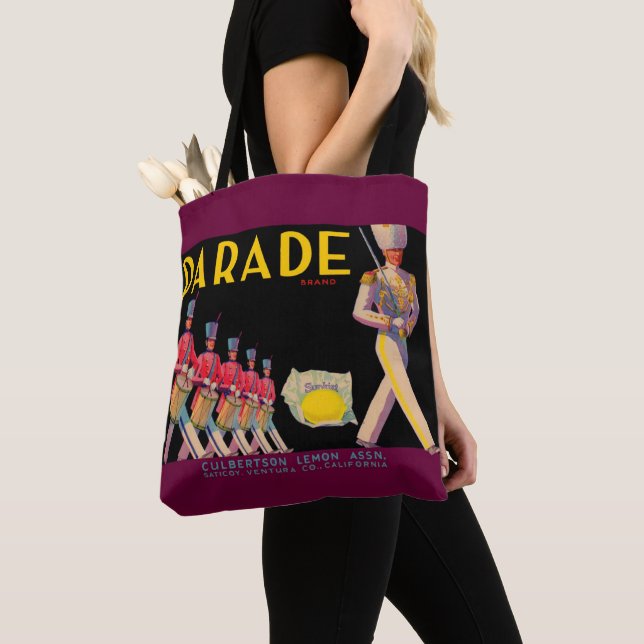 1930s Parade lemon crate label print Tote Bag (Close Up)