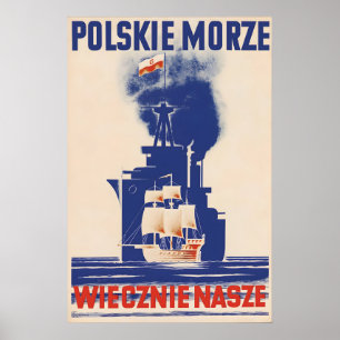 1930s Poland Propaganda Poster Baltic Sea Polish