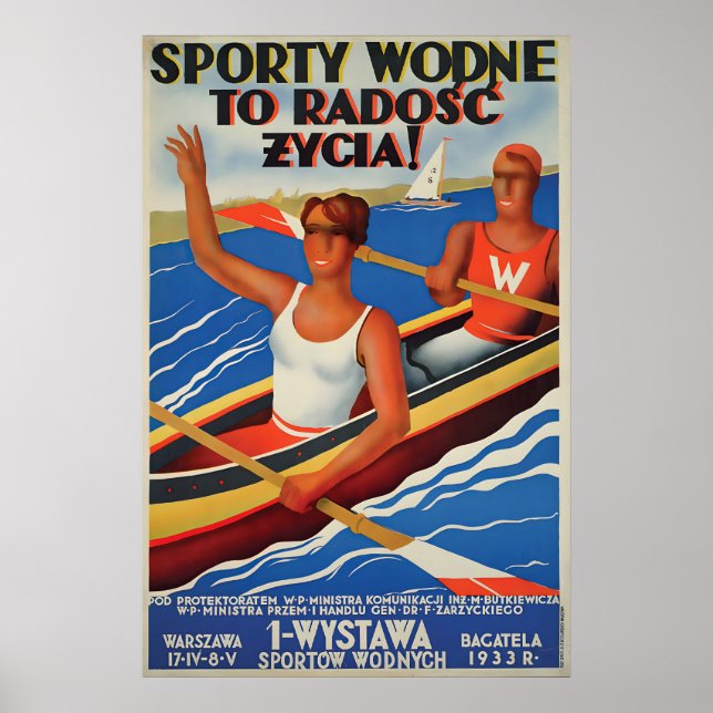 1930s Poland Sports Promotion poster Rowing Public (Front)