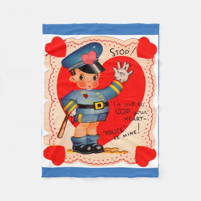 1930s police boy valentine fleece blanket (Front)